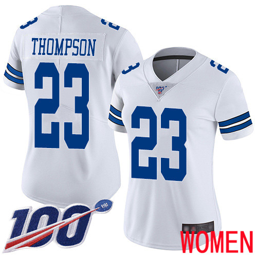 Women Dallas Cowboys Limited White Darian Thompson Road #23 100th Season Vapor Untouchable NFL Jersey